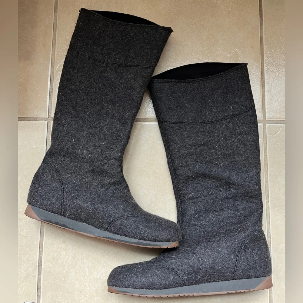 Emu Australia Hamilton Hi Gray Merino Wool Tall Boots W8 M7 - Picture 3 of 11